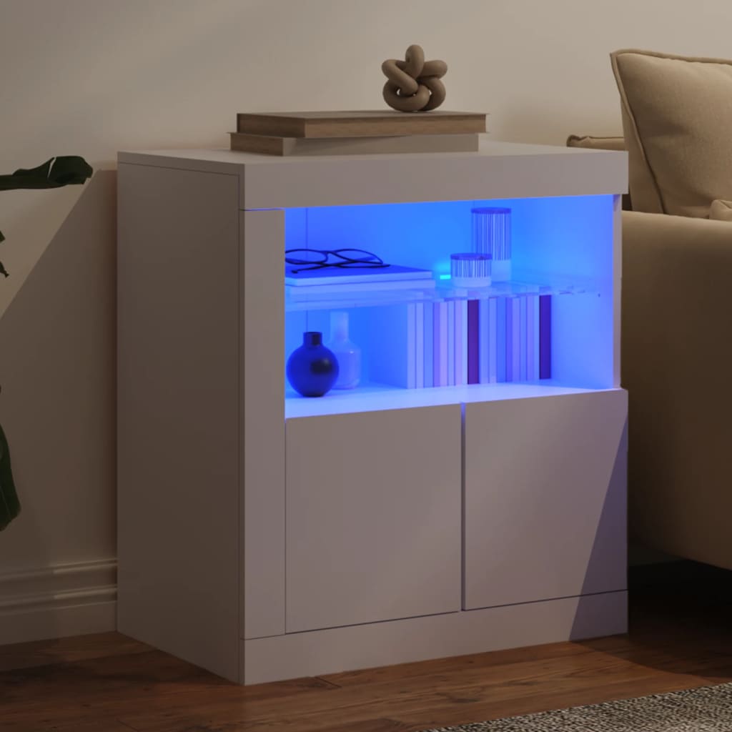 Sideboard with LED Lights White 60,5x37x67 cm