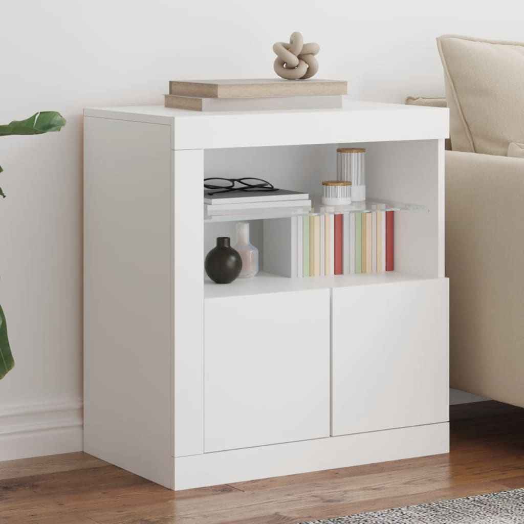 Sideboard with LED Lights White 60,5x37x67 cm