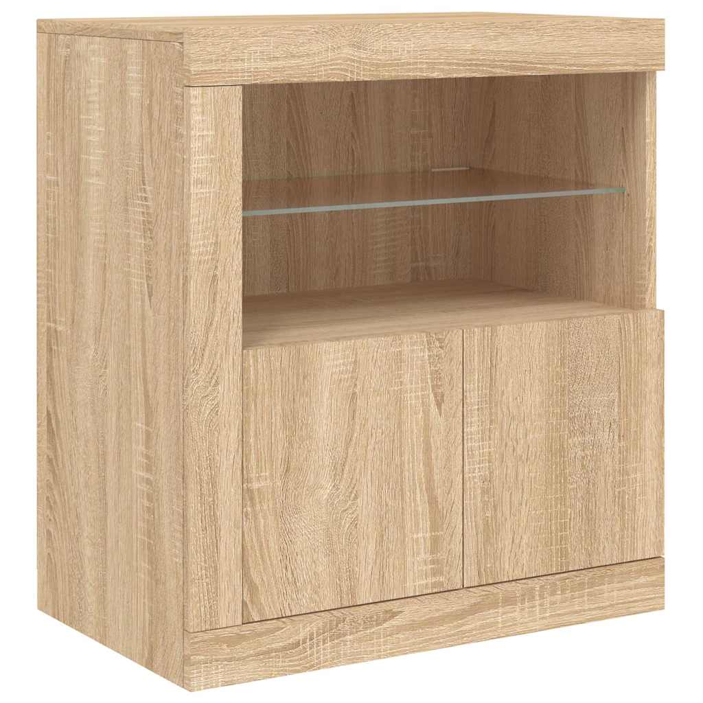Sideboard with LED Lights Sonoma Oak 60,5x37x67 cm