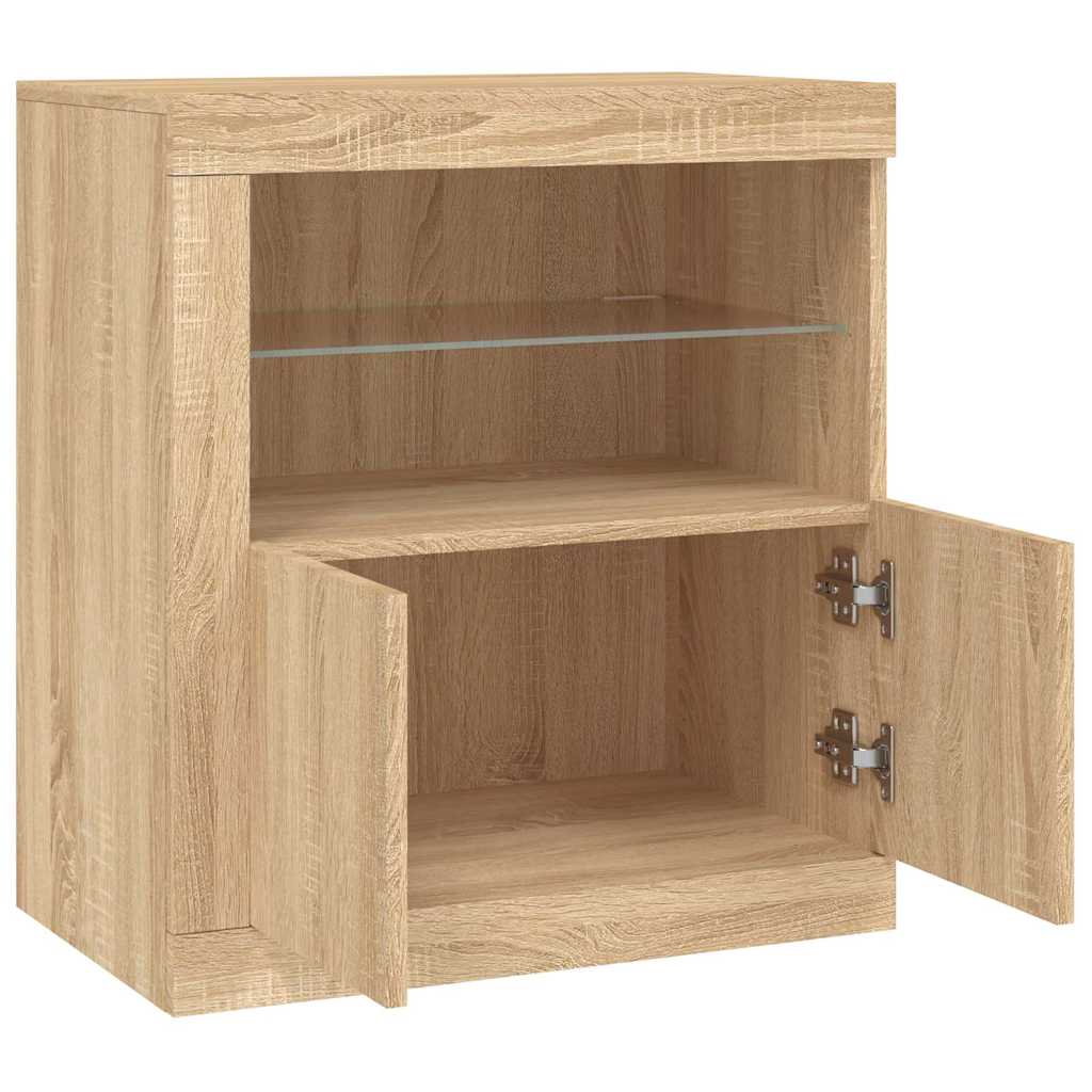 Sideboard with LED Lights Sonoma Oak 60,5x37x67 cm