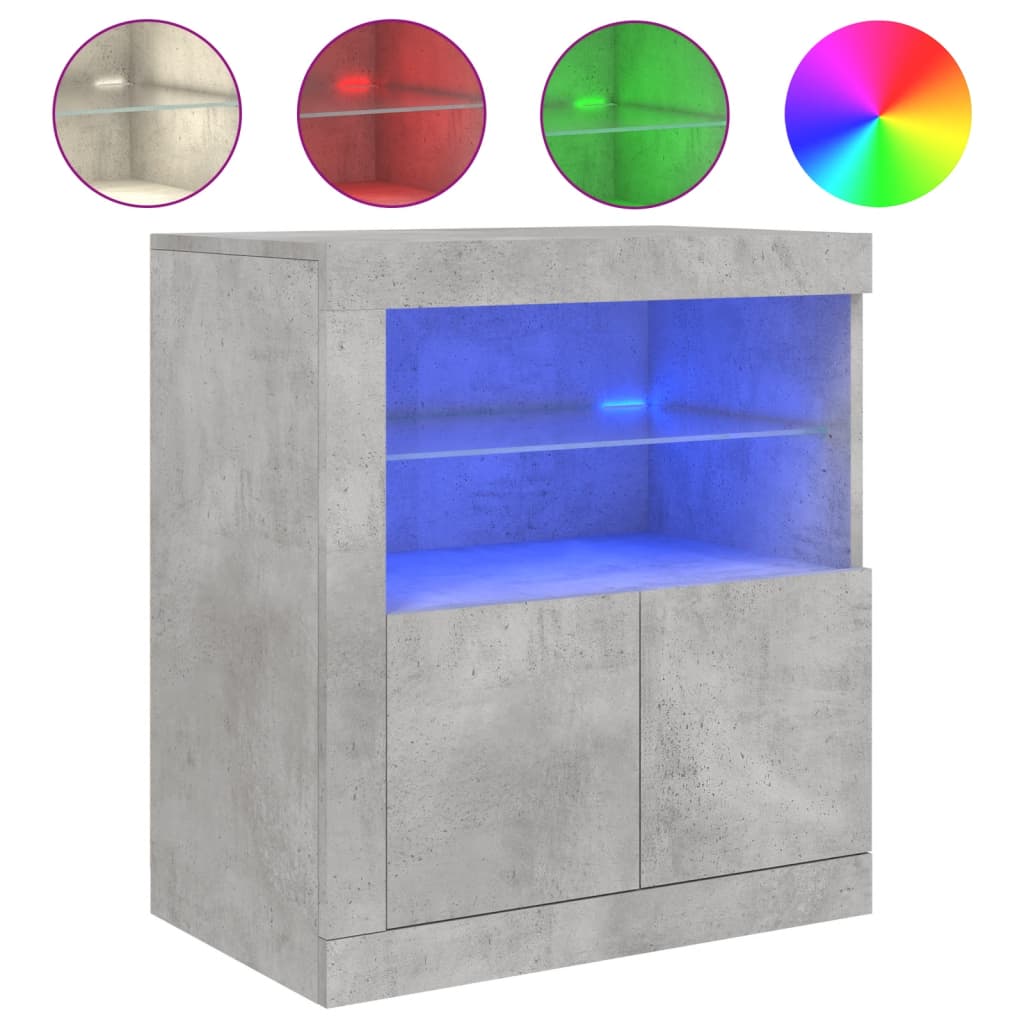 Sideboard with LED Lights Concrete Grey 60,5x37x67 cm