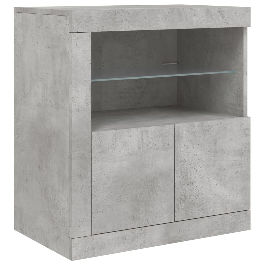 Sideboard with LED Lights Concrete Grey 60,5x37x67 cm