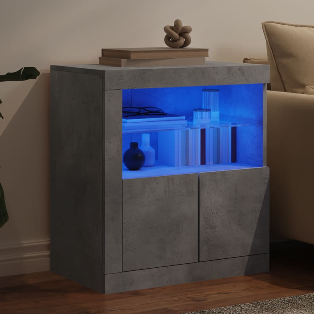 Sideboard with LED Lights Concrete Grey 60,5x37x67 cm