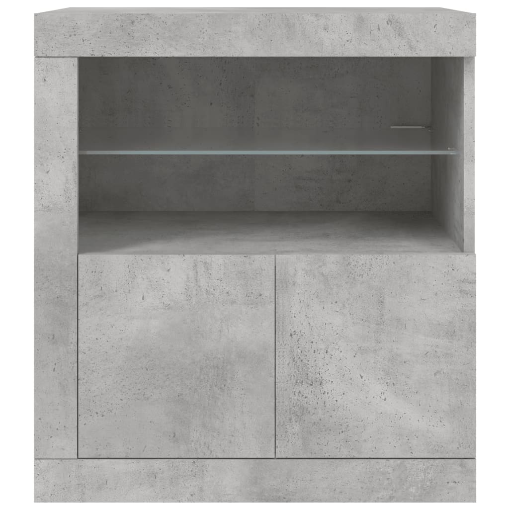 Sideboard with LED Lights Concrete Grey 60,5x37x67 cm