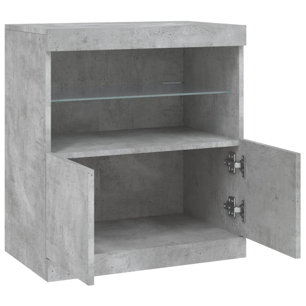 Sideboard with LED Lights Concrete Grey 60,5x37x67 cm