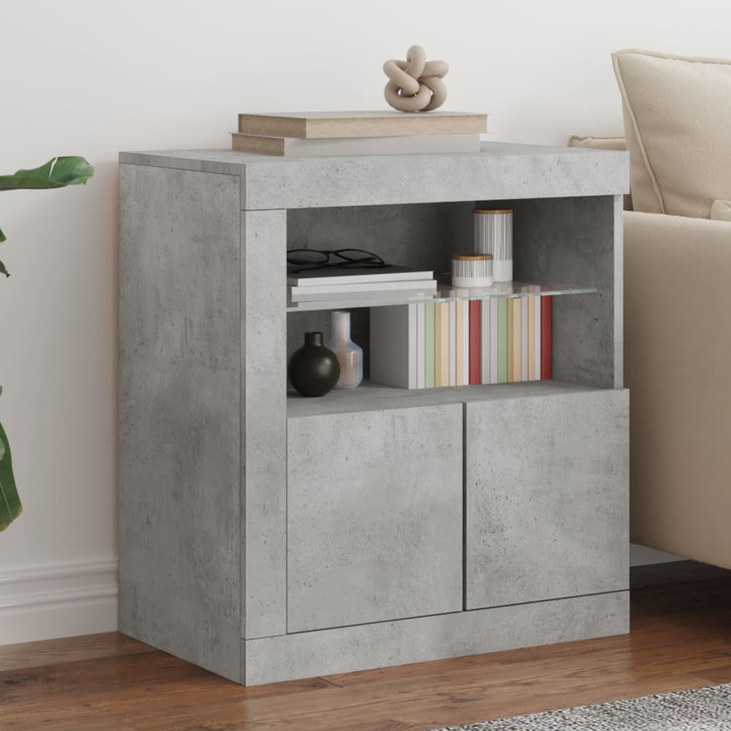 Sideboard with LED Lights Concrete Grey 60,5x37x67 cm
