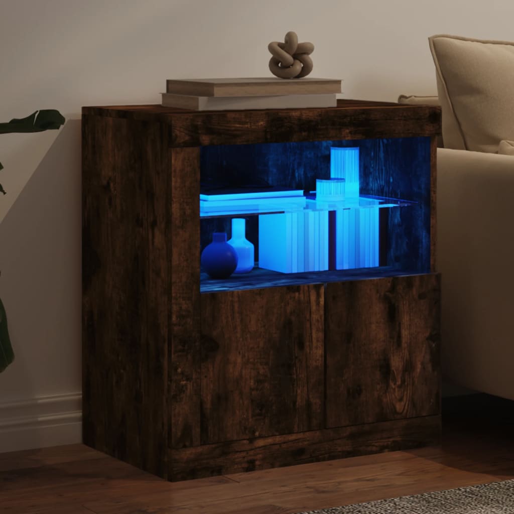 vidaXL Sideboard with LED Lights Smoked Oak 60.5x37x67 cm