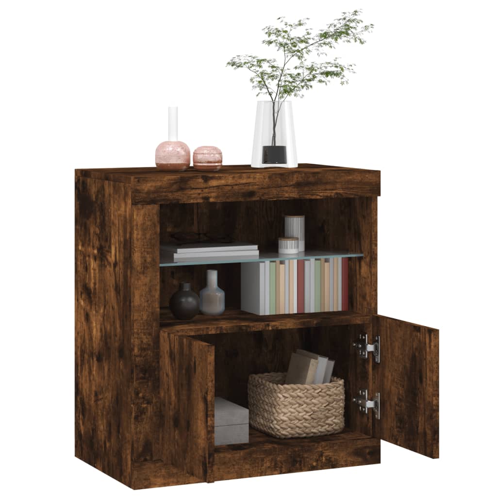 vidaXL Sideboard with LED Lights Smoked Oak 60.5x37x67 cm