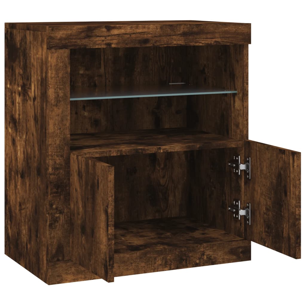 vidaXL Sideboard with LED Lights Smoked Oak 60.5x37x67 cm