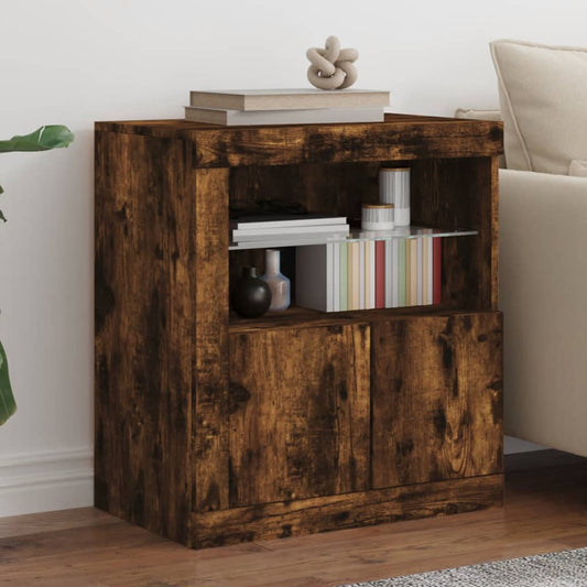 vidaXL Sideboard with LED Lights Smoked Oak 60.5x37x67 cm