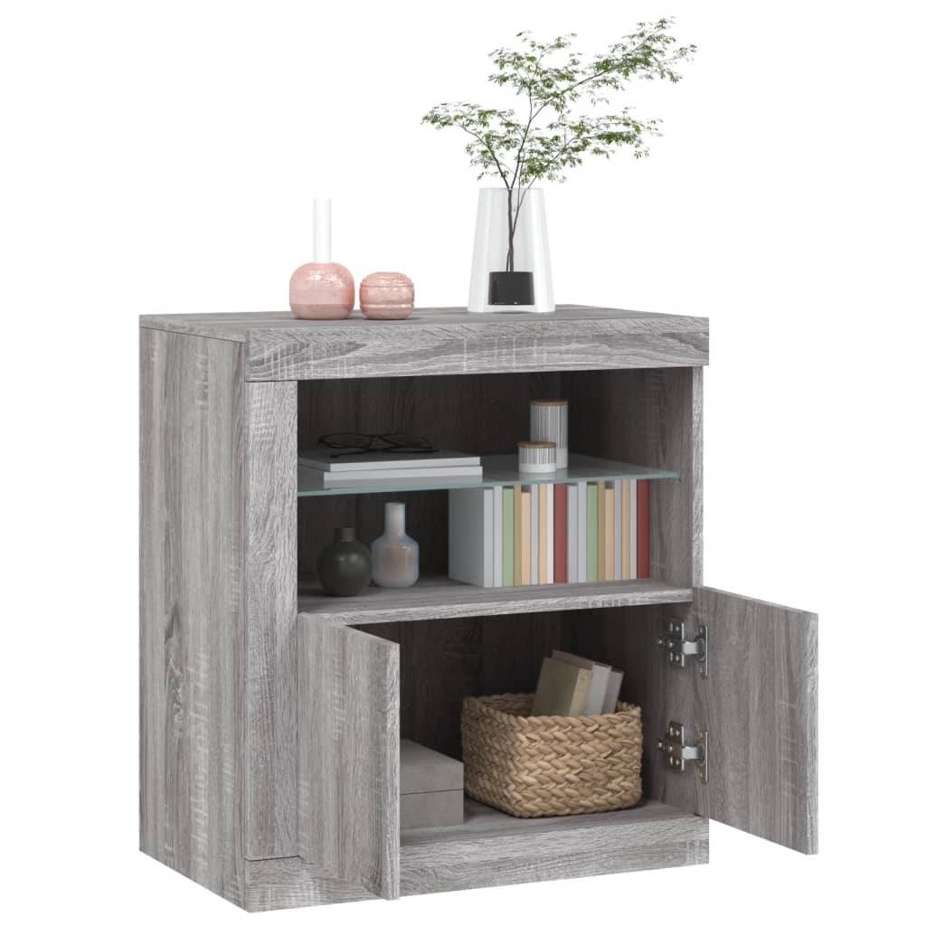 vidaXL Sideboard with LED Lights Grey Sonoma 60.5x37x67 cm