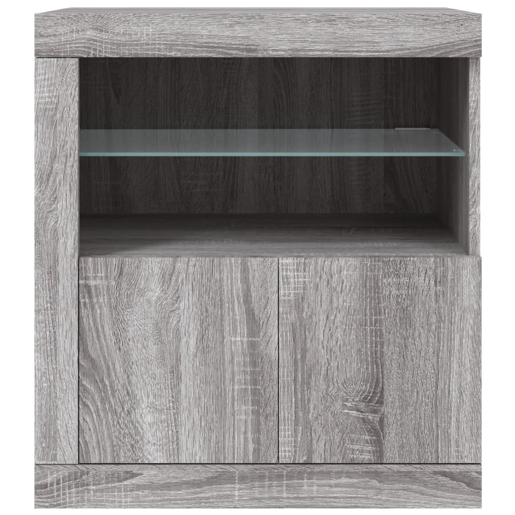 Sideboard with LED Lights Grey Sonoma 60,5x37x67 cm