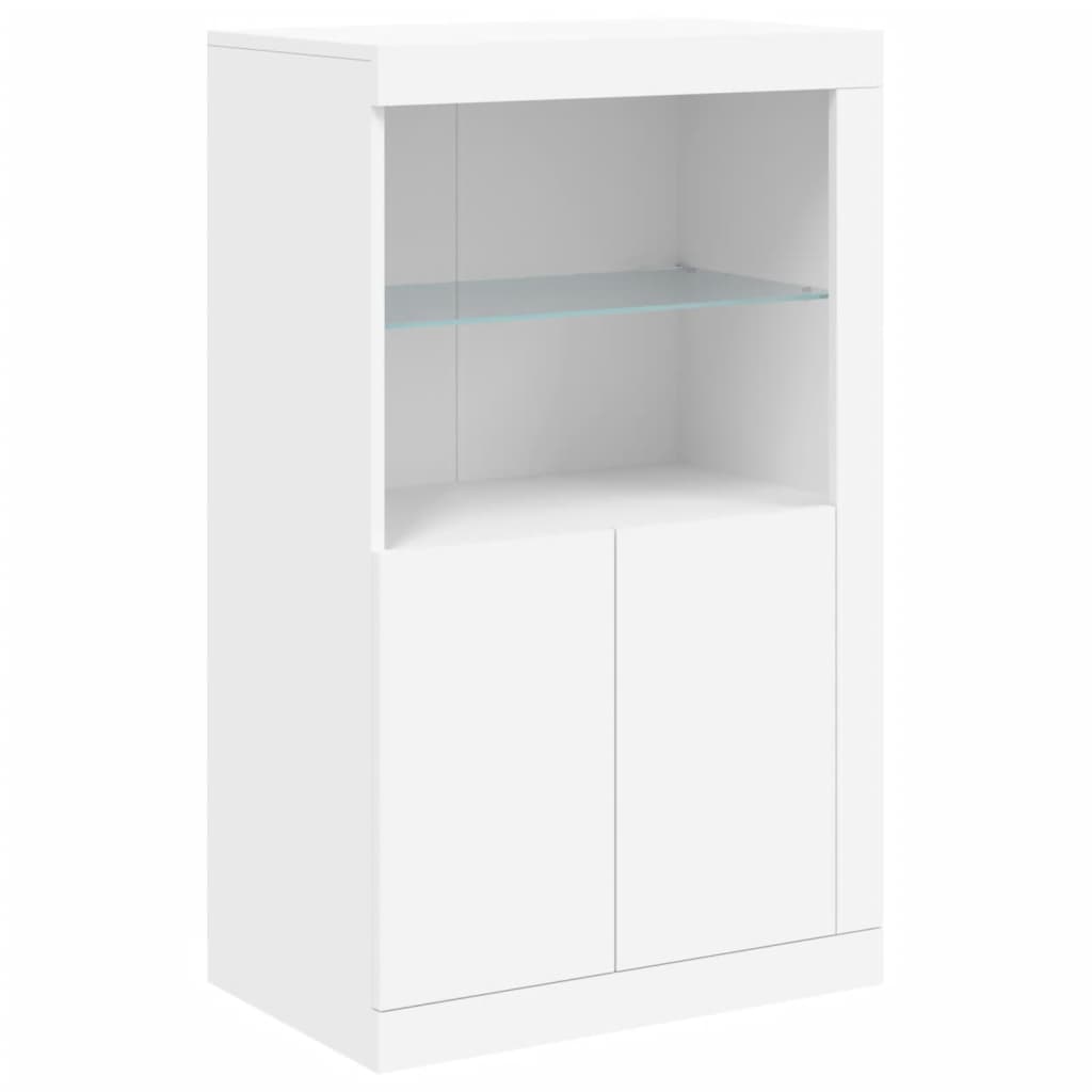 vidaXL Side Cabinet with LED Lights White Engineered Wood