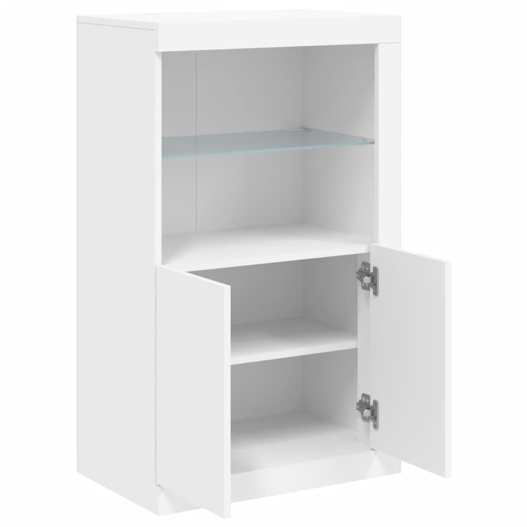 vidaXL Side Cabinet with LED Lights White Engineered Wood