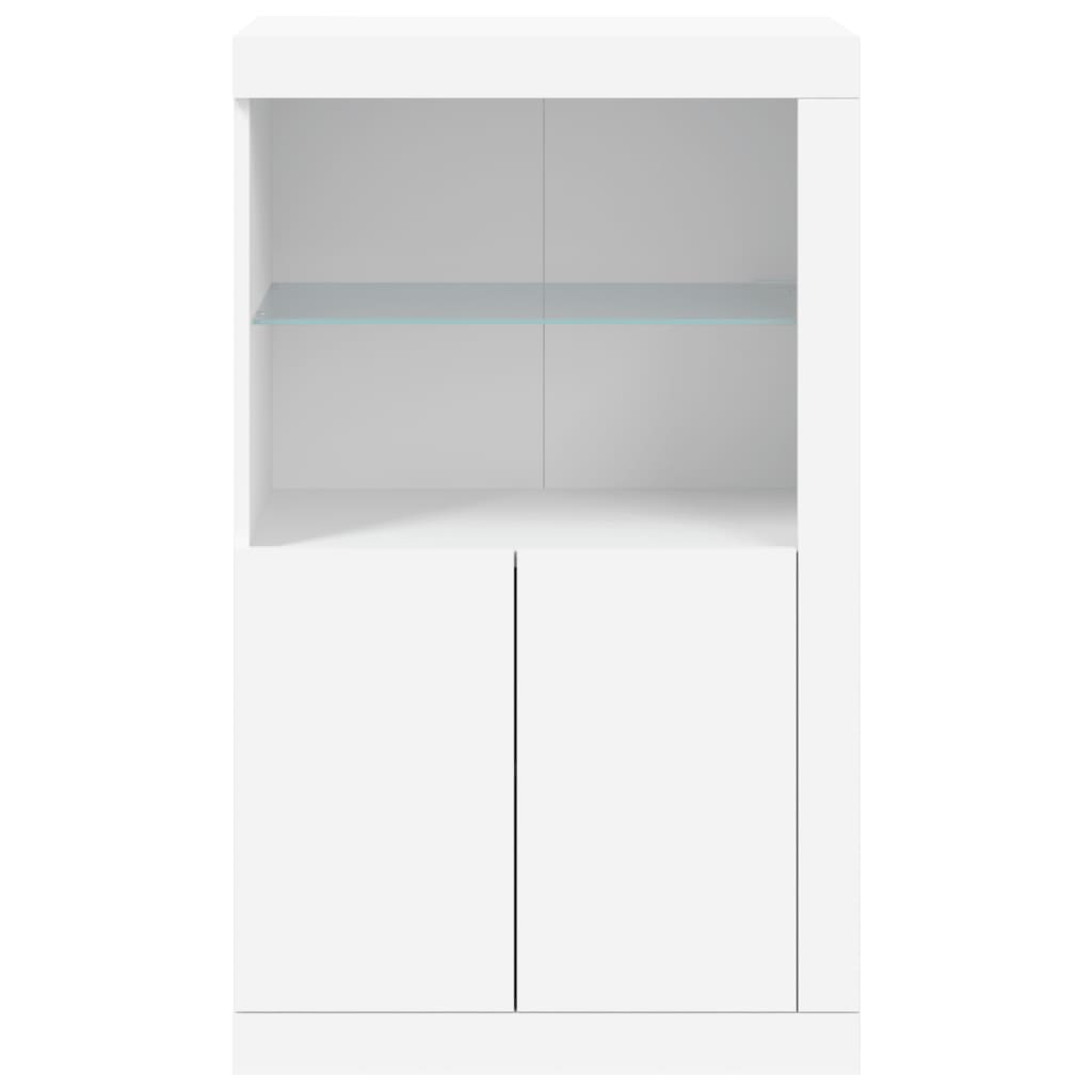 vidaXL Side Cabinet with LED Lights White Engineered Wood