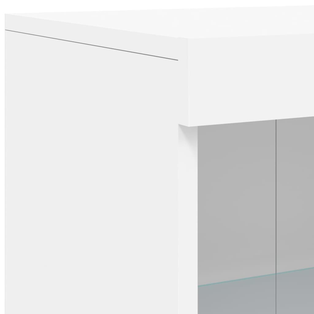 vidaXL Side Cabinet with LED Lights White Engineered Wood