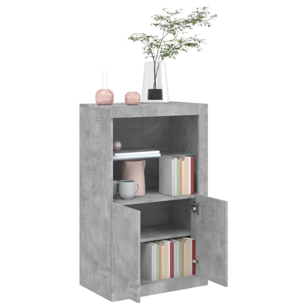 vidaXL Side Cabinet with LED Lights Concrete Grey Engineered Wood