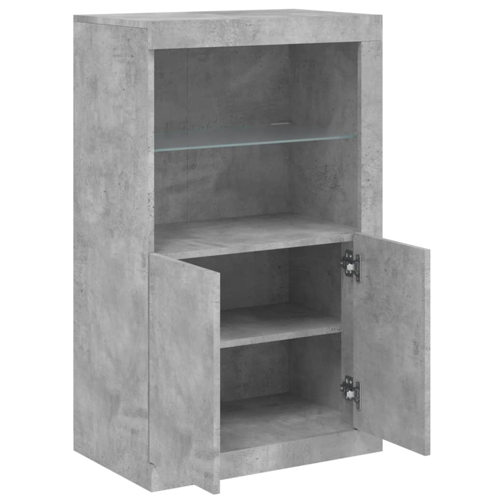 vidaXL Side Cabinet with LED Lights Concrete Grey Engineered Wood