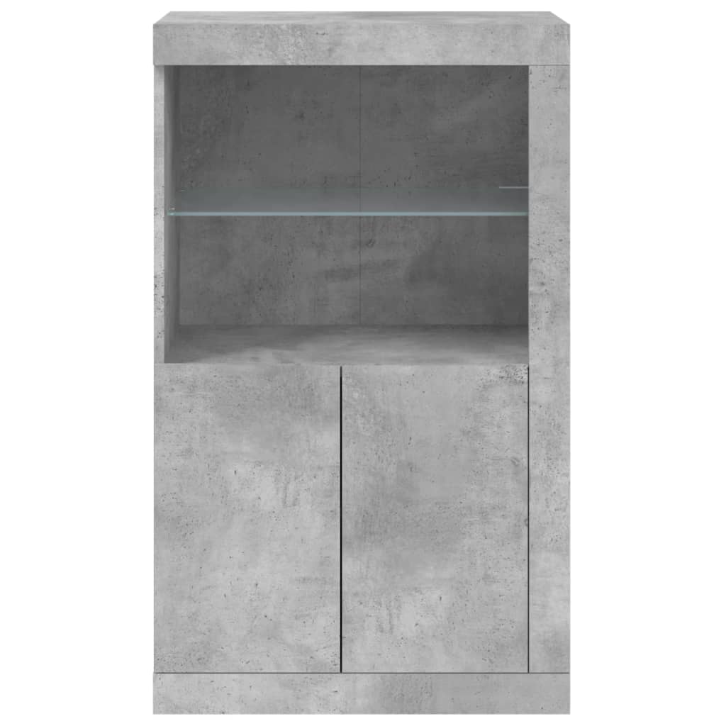 vidaXL Side Cabinet with LED Lights Concrete Grey Engineered Wood