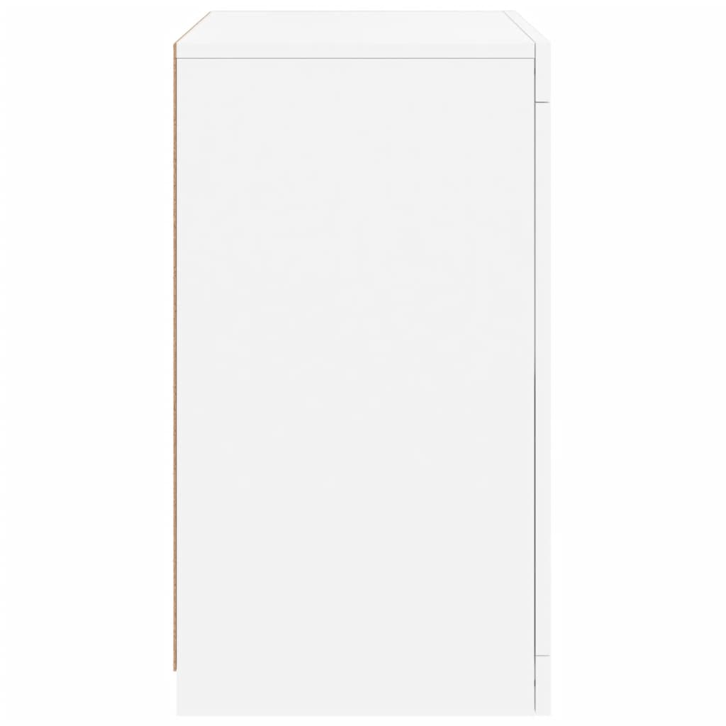 Side Cabinets with LED Lights 2 pcs White Engineered Wood