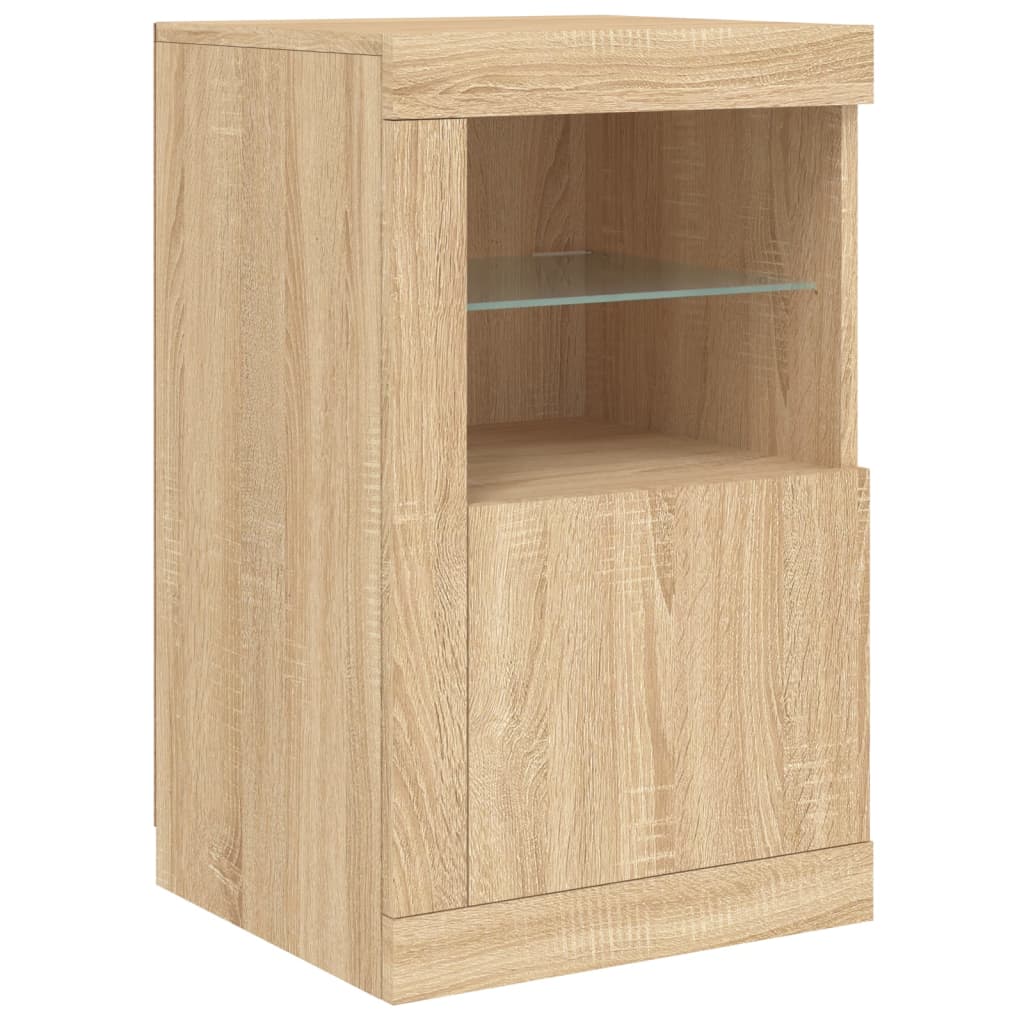 vidaXL Side Cabinet with LED Lights Sonoma Oak Engineered Wood