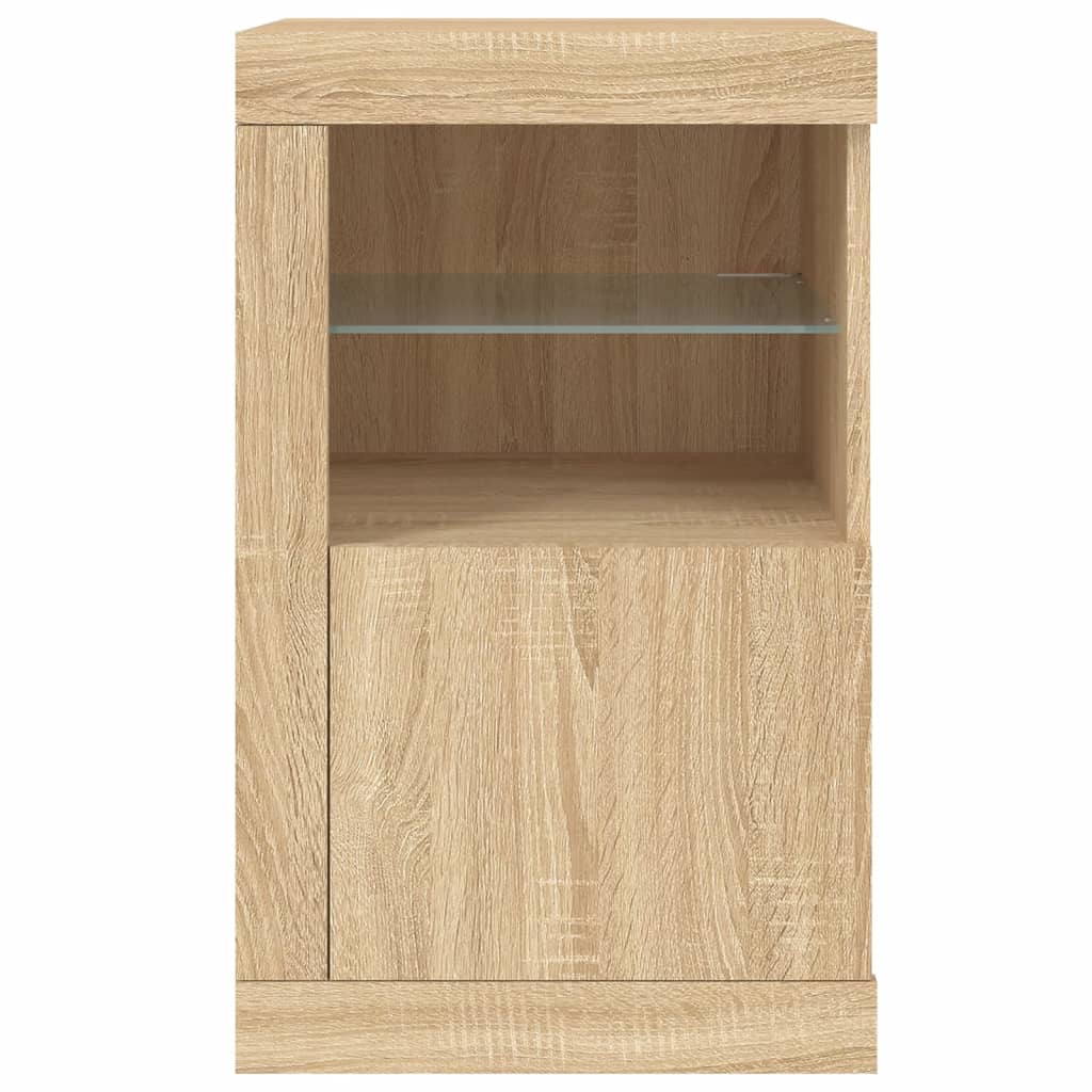 vidaXL Side Cabinet with LED Lights Sonoma Oak Engineered Wood