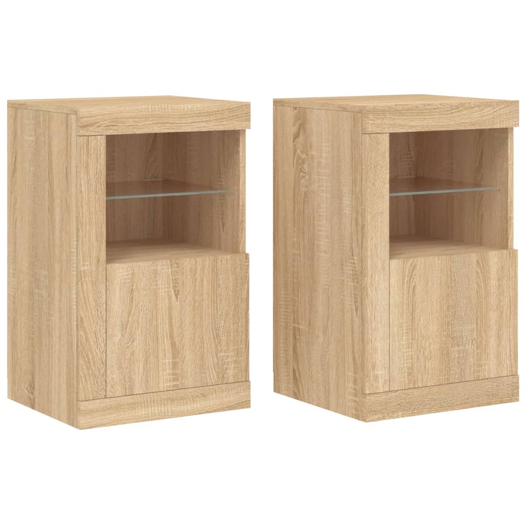 vidaXL Side Cabinets with LED Lights 2 pcs Sonoma Oak Engineered Wood