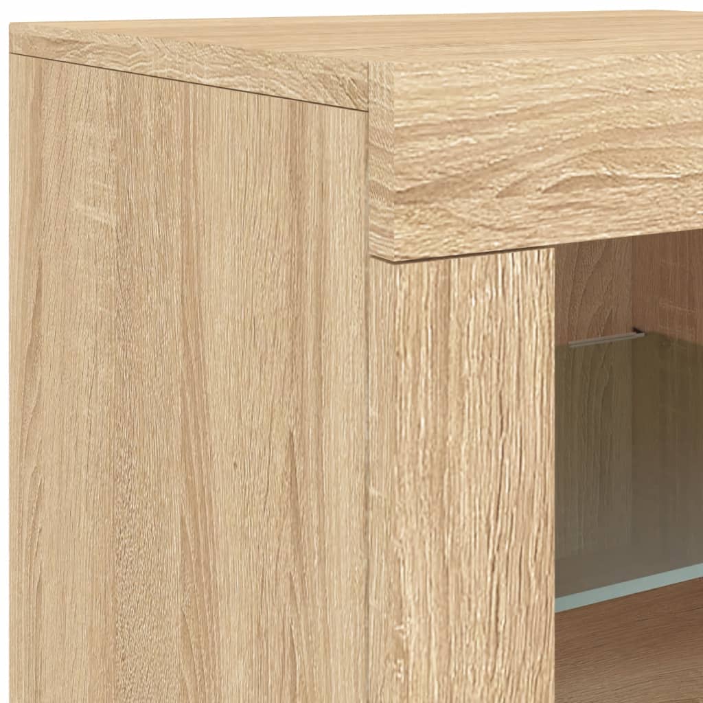Side Cabinets with LED Lights 2 pcs Sonoma Oak Engineered Wood