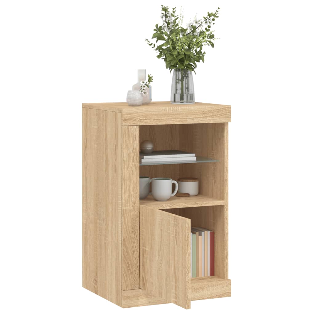 vidaXL Side Cabinets with LED Lights 2 pcs Sonoma Oak Engineered Wood