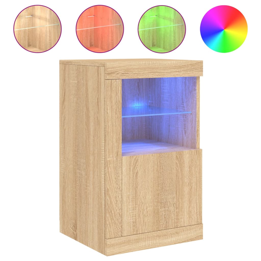 vidaXL Side Cabinets with LED Lights 2 pcs Sonoma Oak Engineered Wood