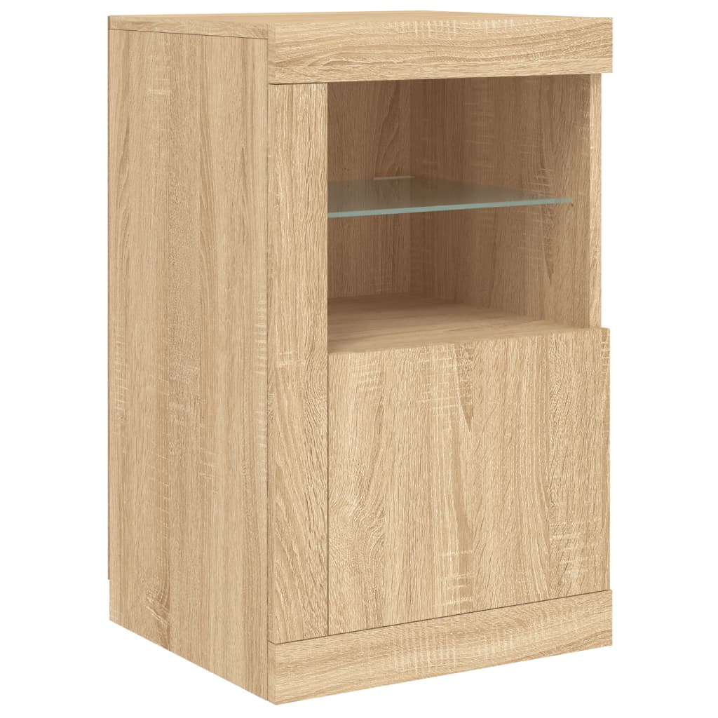 Side Cabinets with LED Lights 2 pcs Sonoma Oak Engineered Wood