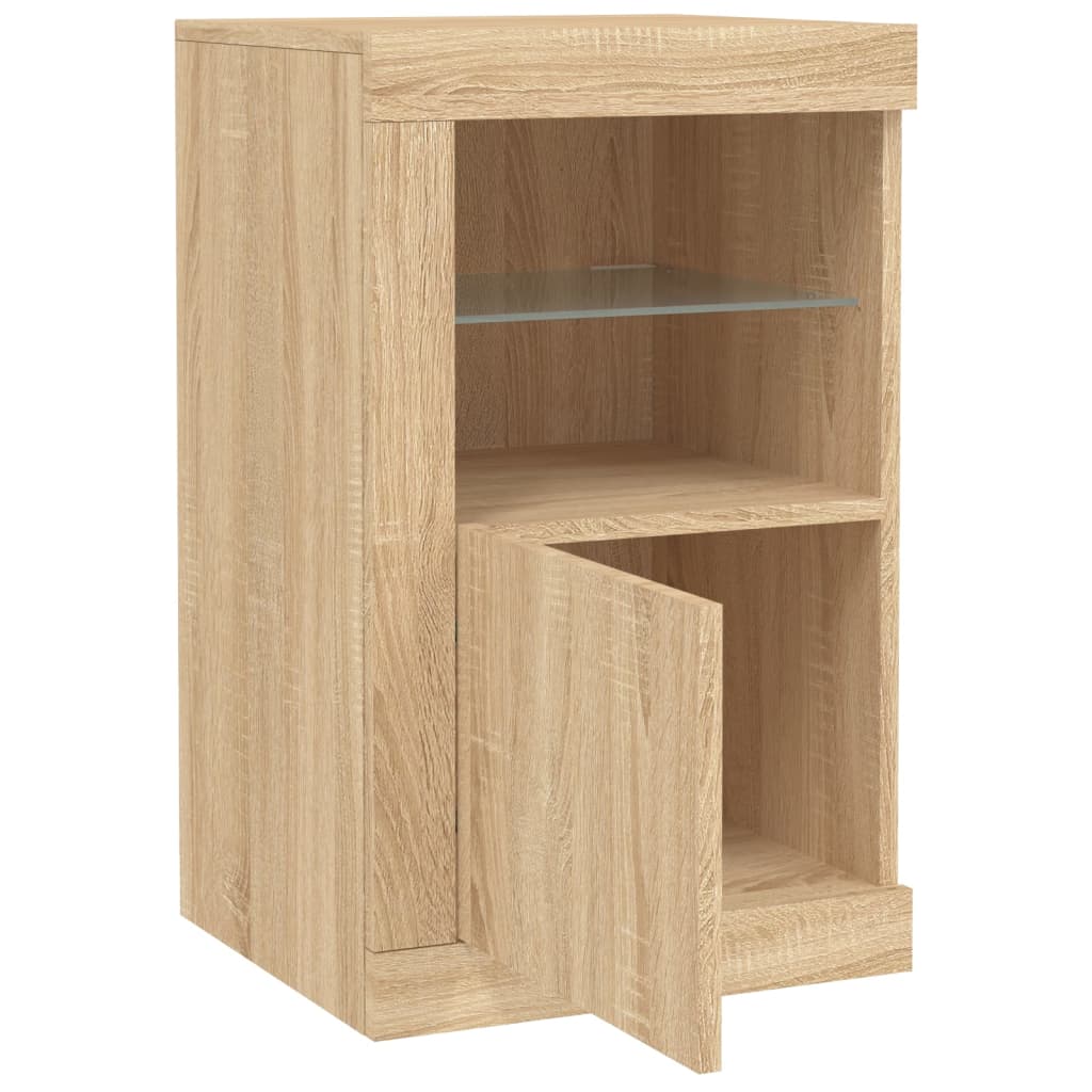 vidaXL Side Cabinets with LED Lights 2 pcs Sonoma Oak Engineered Wood