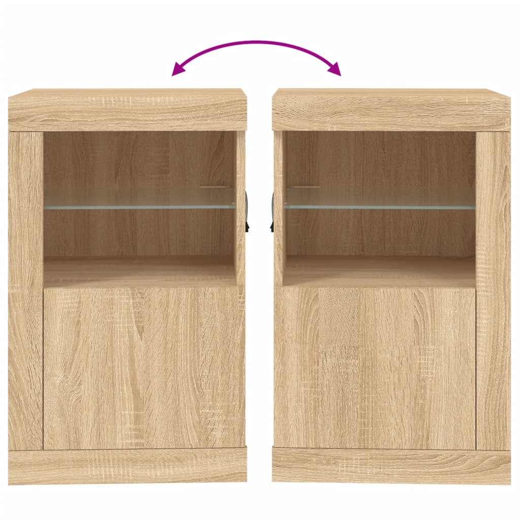 vidaXL Side Cabinets with LED Lights 2 pcs Sonoma Oak Engineered Wood