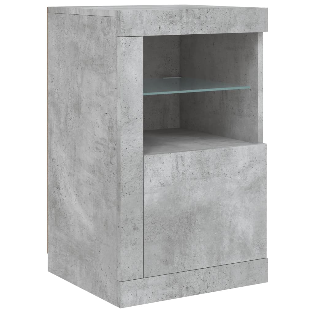 vidaXL Side Cabinet with LED Lights Concrete Grey Engineered Wood