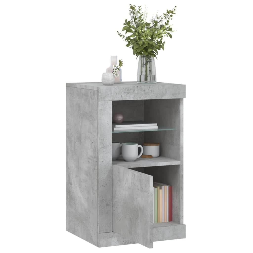 vidaXL Side Cabinet with LED Lights Concrete Grey Engineered Wood