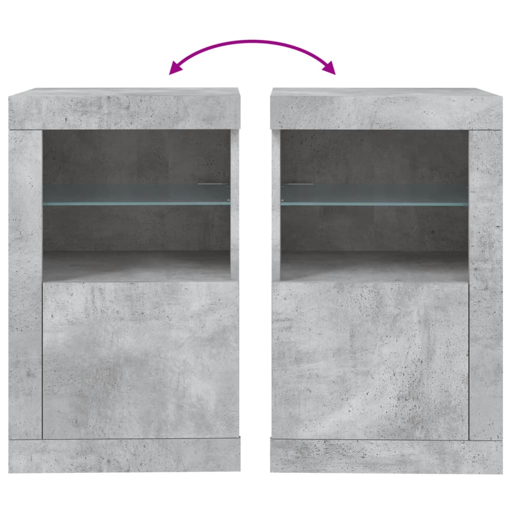 vidaXL Side Cabinet with LED Lights Concrete Grey Engineered Wood