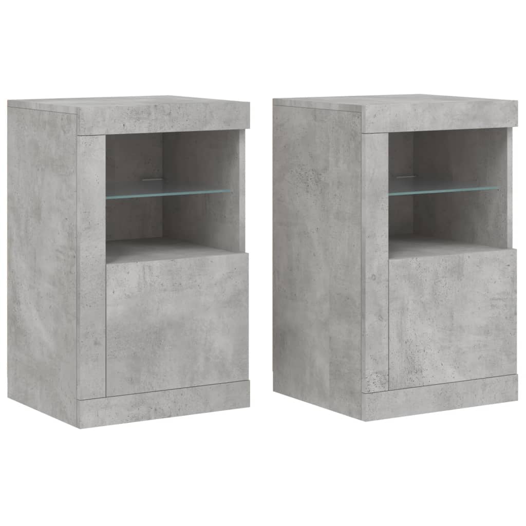 Side Cabinets with LED Lights 2 pcs Concrete Grey