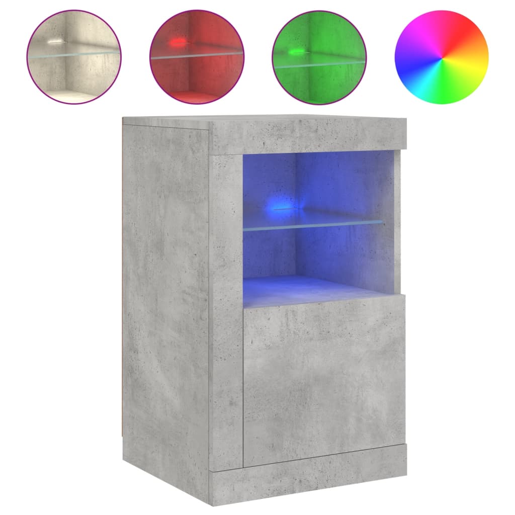 Side Cabinets with LED Lights 2 pcs Concrete Grey