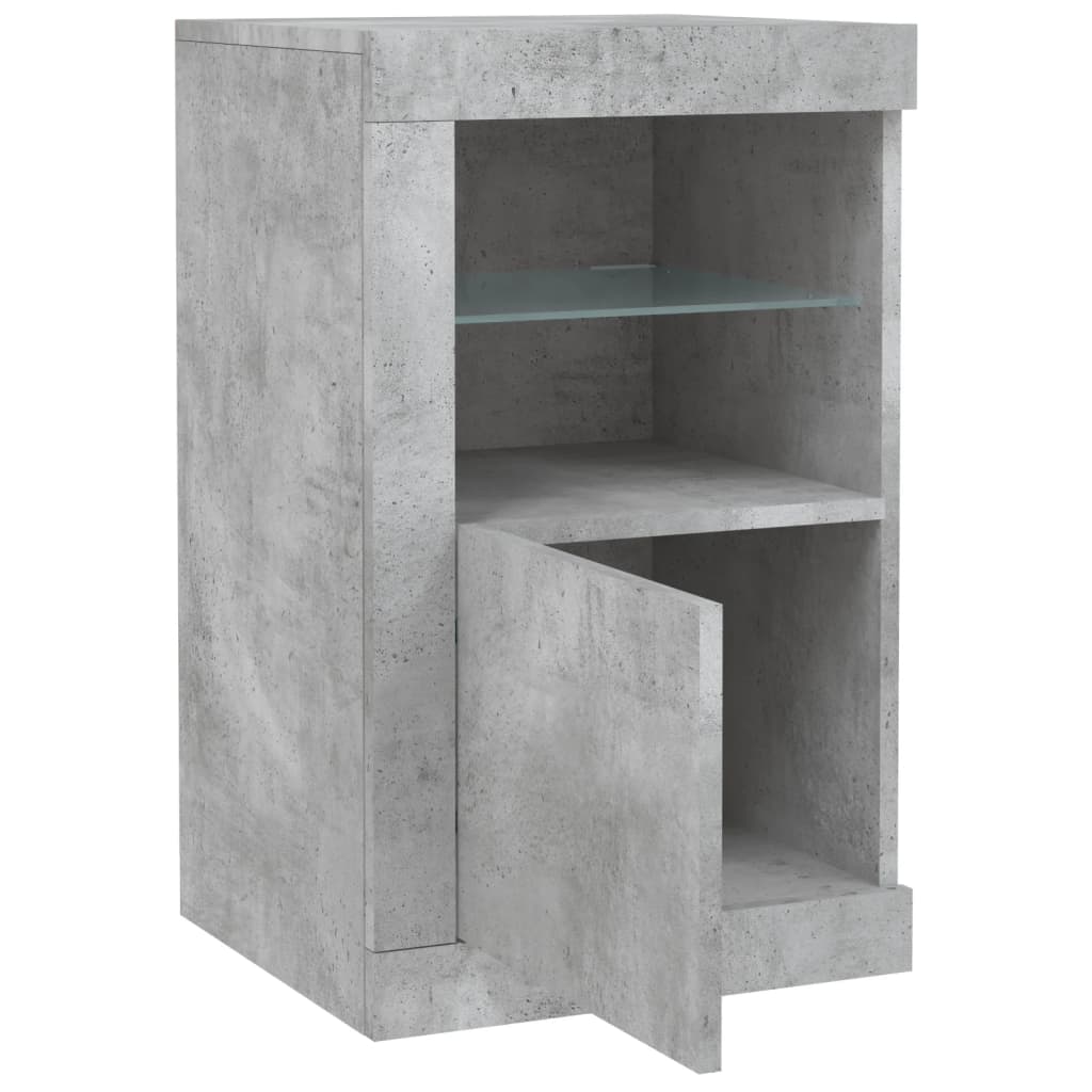 Side Cabinets with LED Lights 2 pcs Concrete Grey