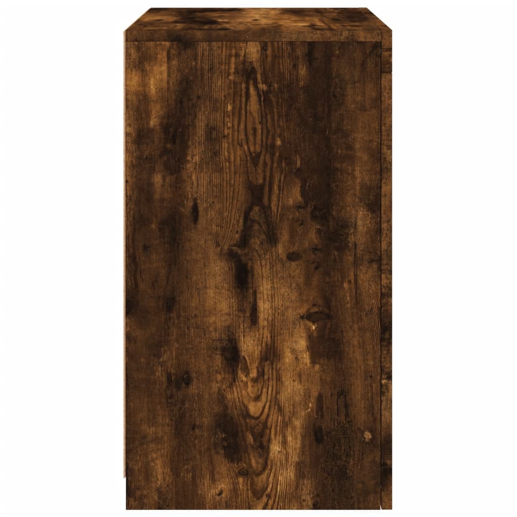 Side Cabinets with LED Lights 2 pcs Smoked Oak Engineered Wood