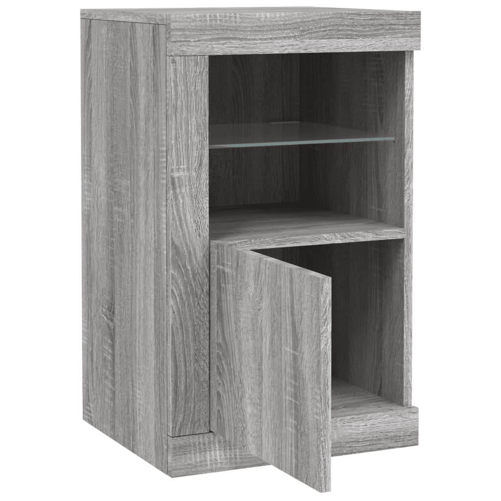 vidaXL Side Cabinet with LED Lights Grey Sonoma Engineered Wood