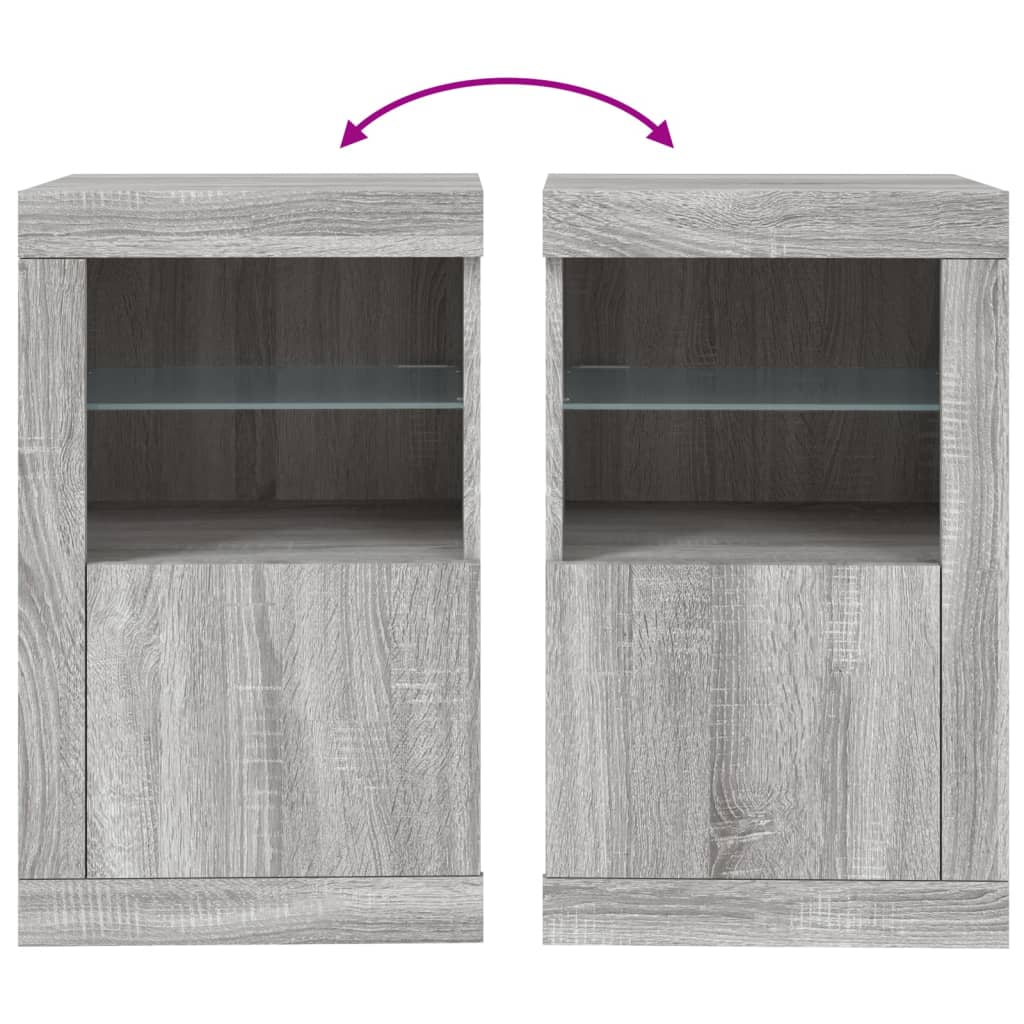 vidaXL Side Cabinet with LED Lights Grey Sonoma Engineered Wood