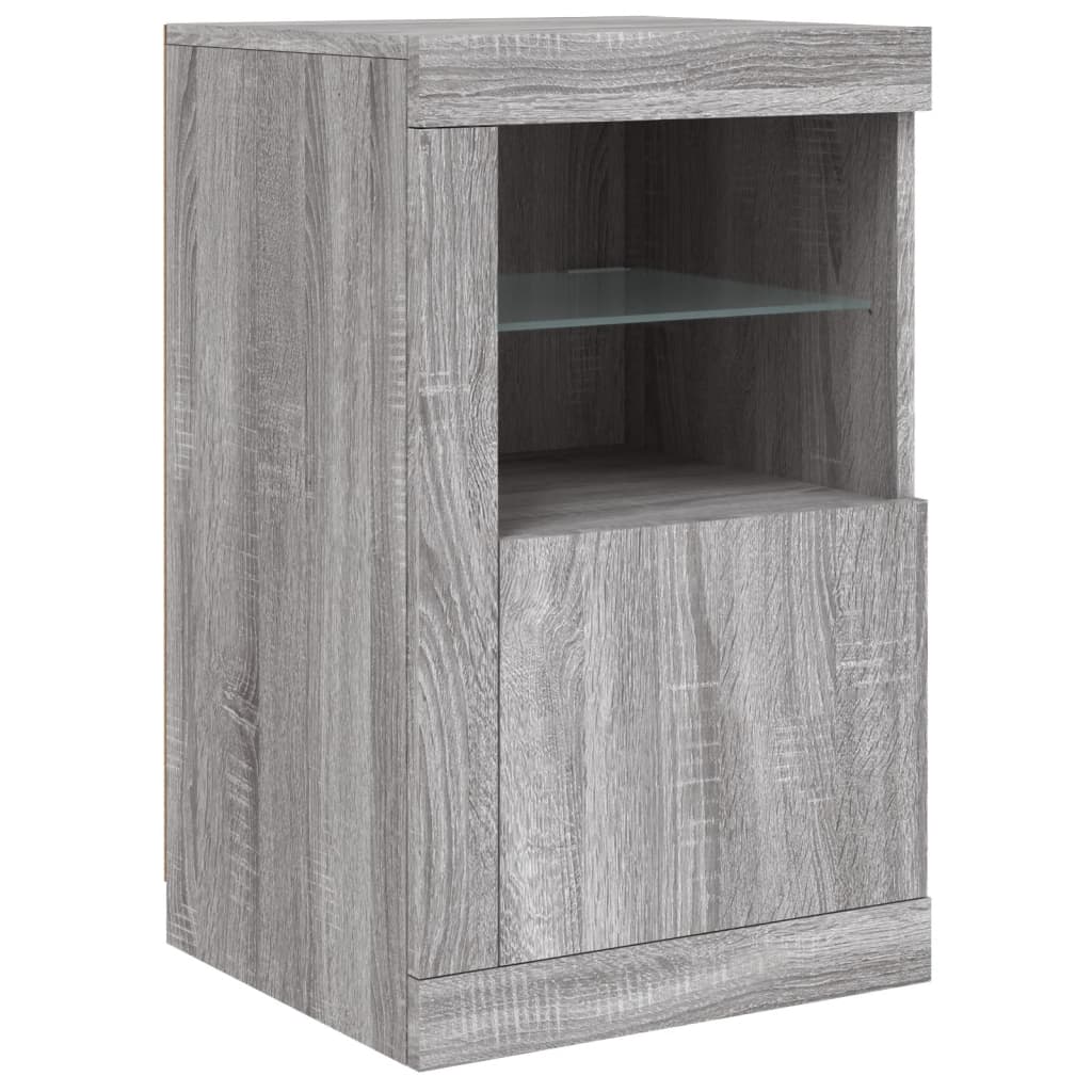 Side Cabinets with LED Lights 2 pcs Grey Sonoma Engineered Wood