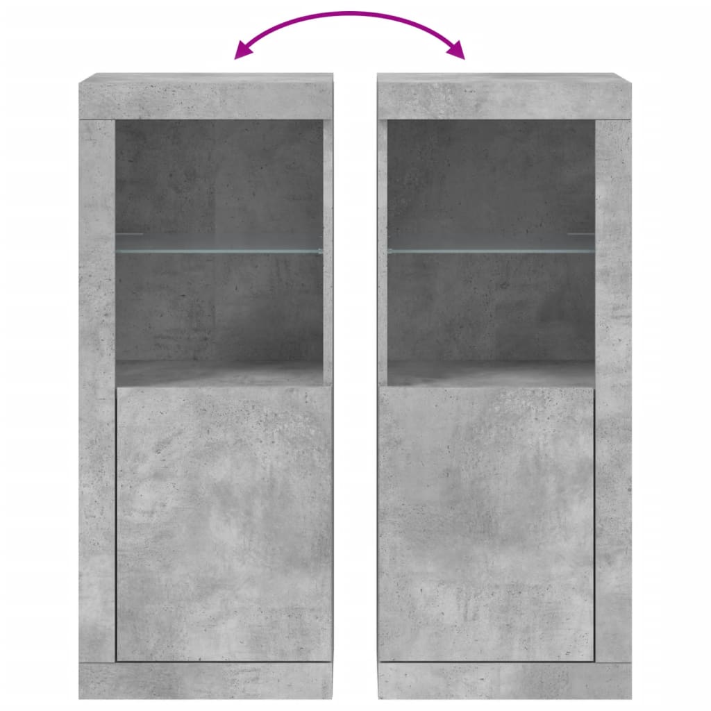Sideboard with LED Lights Concrete Grey 41x37x100 cm