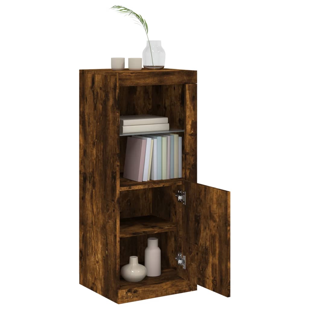 Sideboard with LED Lights Smoked Oak 41x37x100 cm