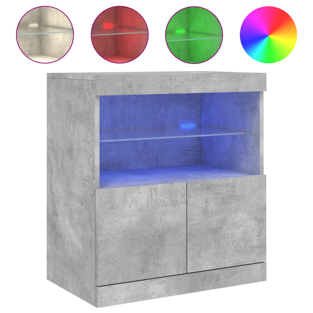 Sideboard with LED Lights Concrete Grey 60x37x67 cm