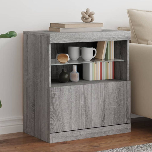 vidaXL Sideboard with LED Lights Grey Sonoma 60x37x67 cm