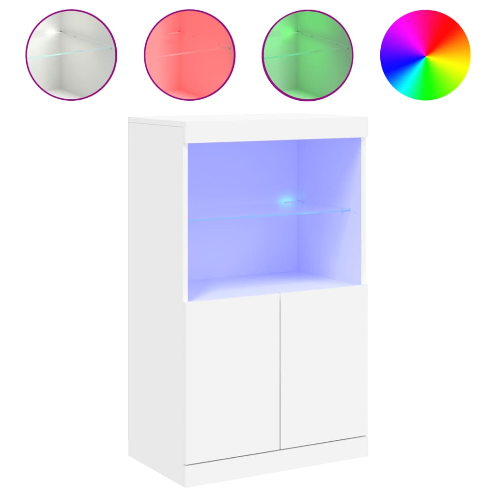 Sideboard with LED Lights White 60,5x37x100 cm