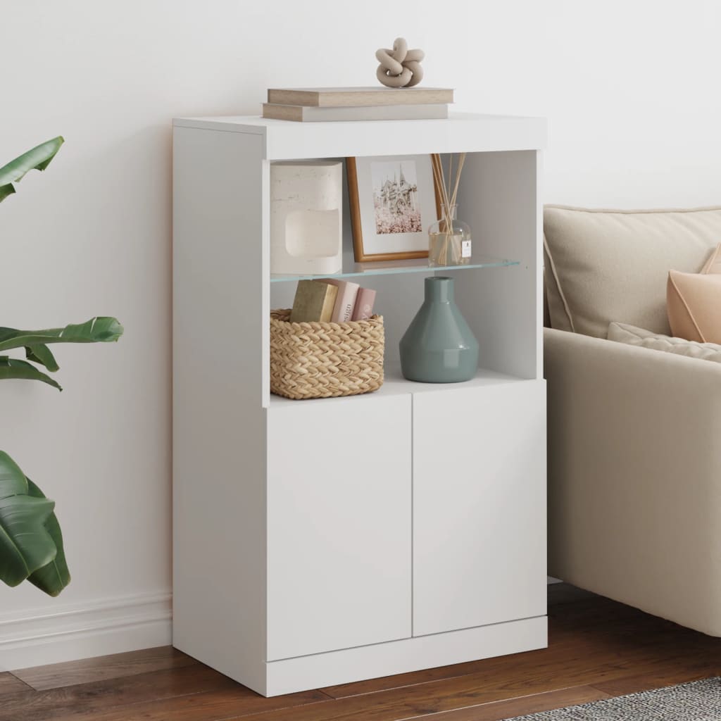 Sideboard with LED Lights White 60,5x37x100 cm