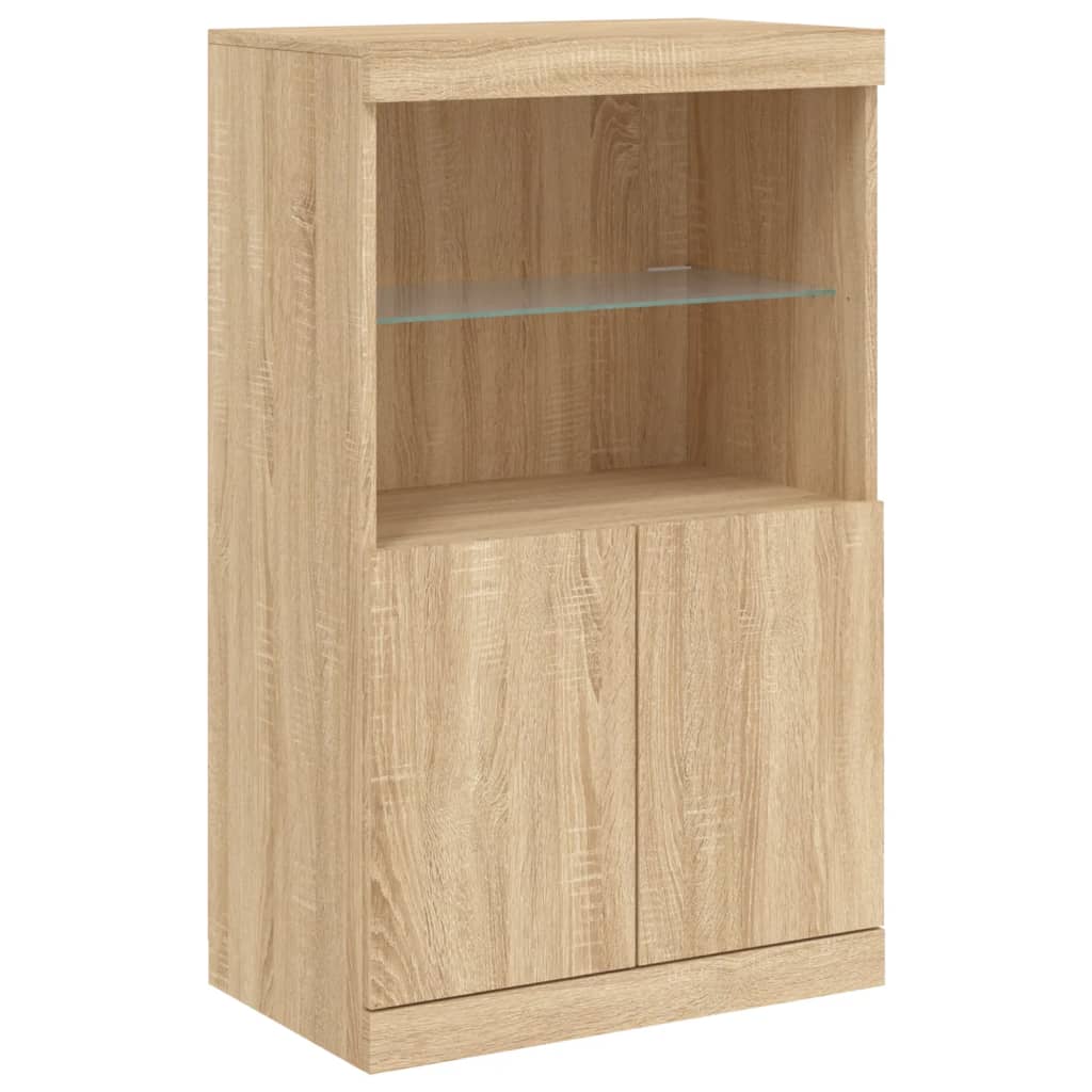 Sideboard with LED Lights Sonoma Oak 60,5x37x100 cm